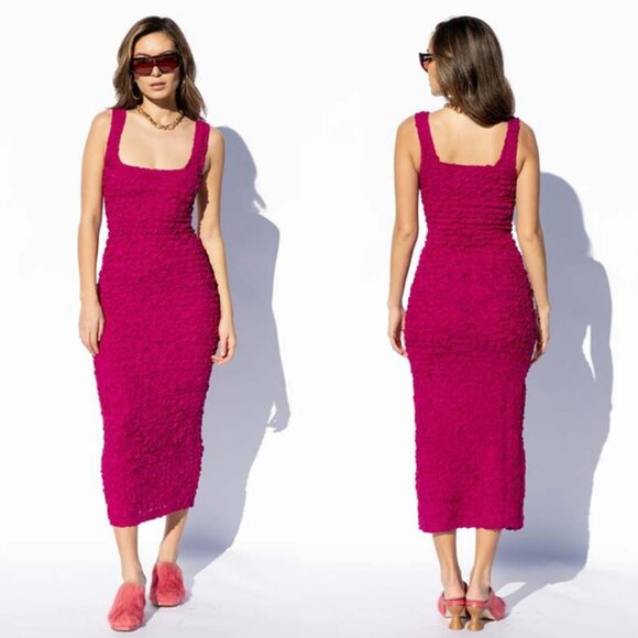 Mara Hoffman Sloan Popcorn Dress in Berry Fuchsia Large - Picture 2 of 6